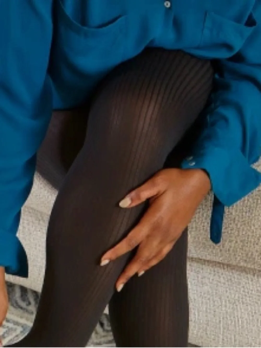 NWT Ribbed Tights Black Sz M/L